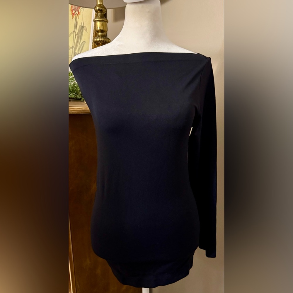 Helmut‎ Lang One Shoulder Long Sleeve Top Black NWT Size M/L Minimalist Designer